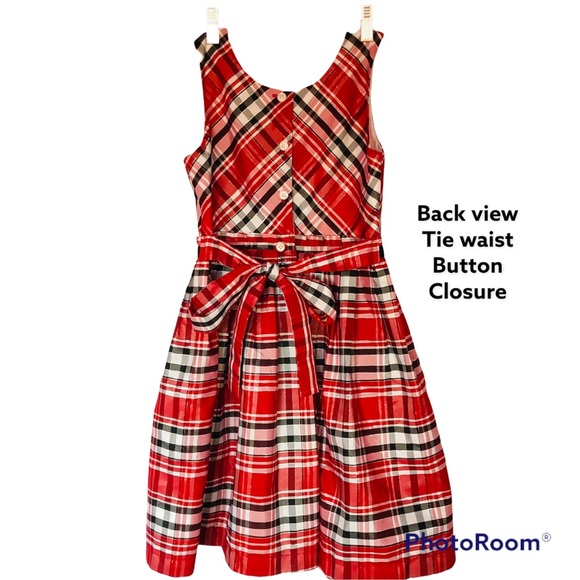 Jona Michelle Girls red black plaid a line dress sleeveless Girls size 7 - Picture 4 of 13